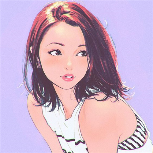 彩色素描女头唯美