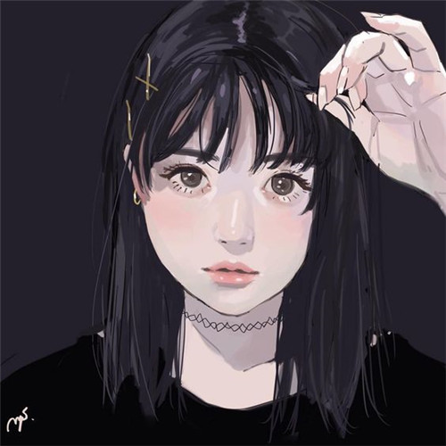 彩色素描女头唯美