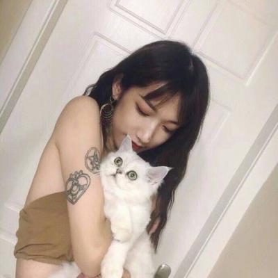 抱猫的女头图片