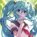 蓝色系清新精美的初音未来头像图片